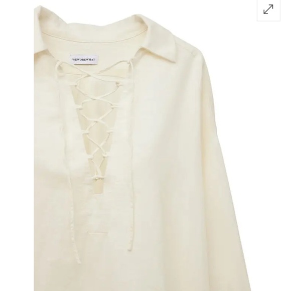 WeWoreWhat Linen Blend Lace Up Caftan Cover-up Revolve dress - Picture 7 of 12